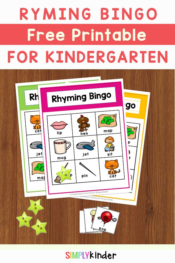 Free Printable Rhyming Bingo Game For Kindergarten 