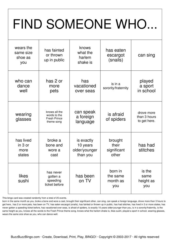 Getting To Know You Bingo Cards To Download Print And 