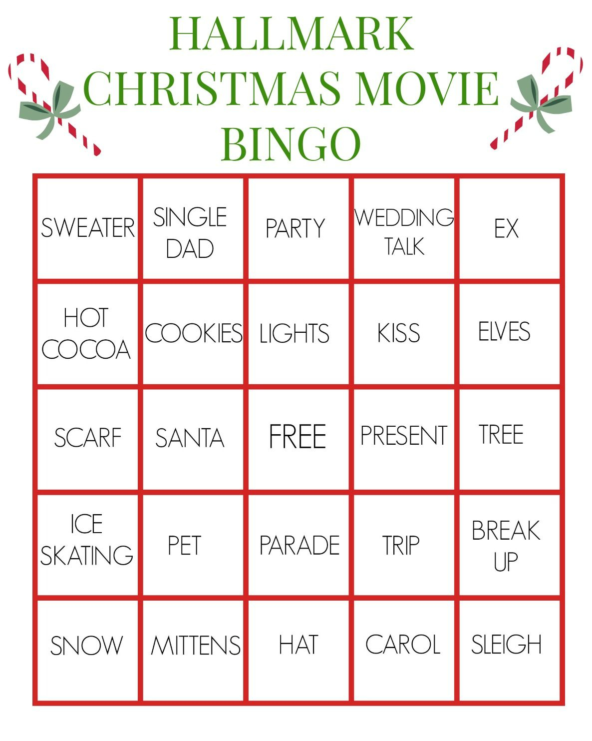 Hallmark Christmas Movie Bingo For True Fanatics 