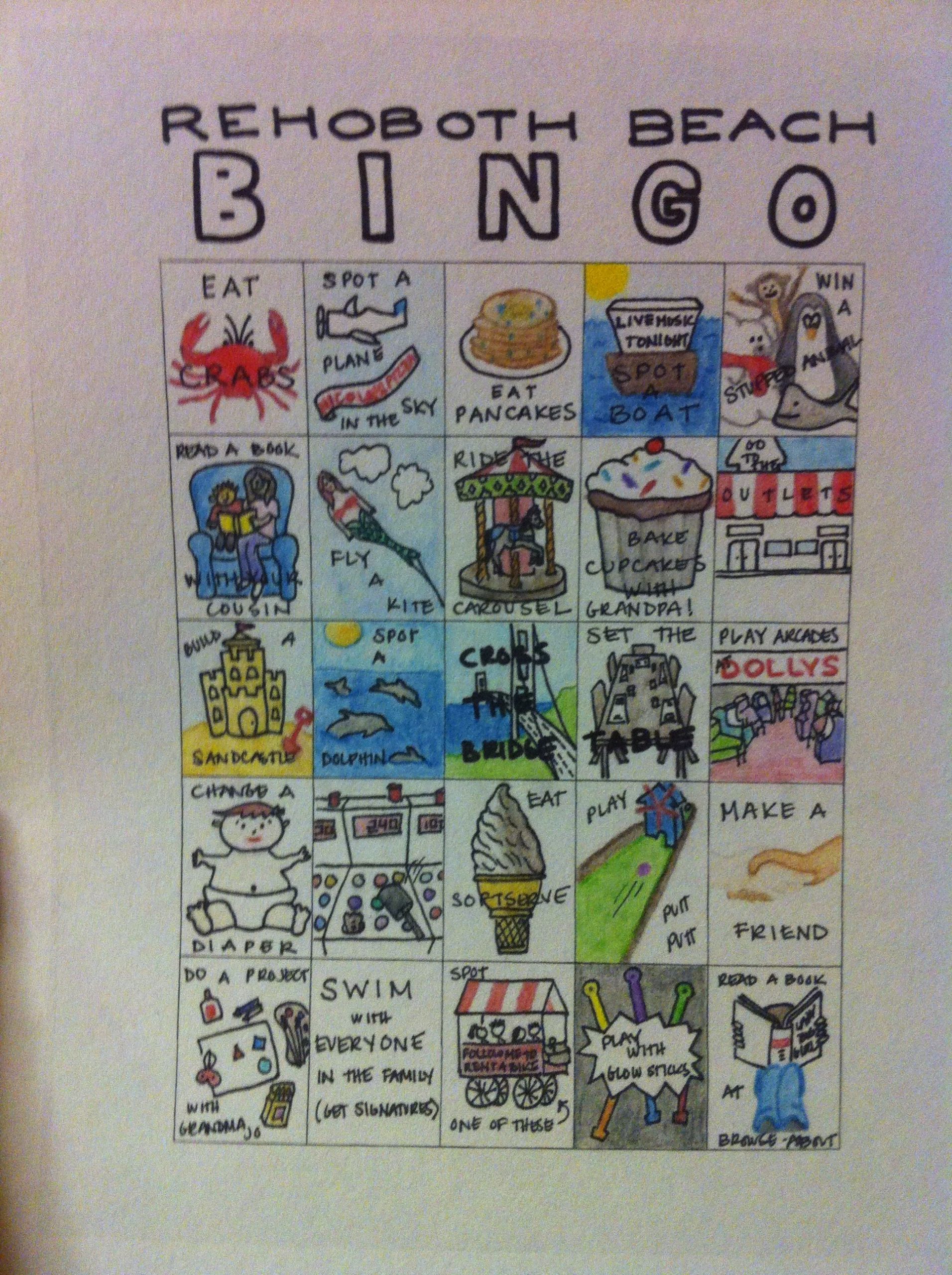 Homemade Bingo Card For My Family s Trip To The Beach 