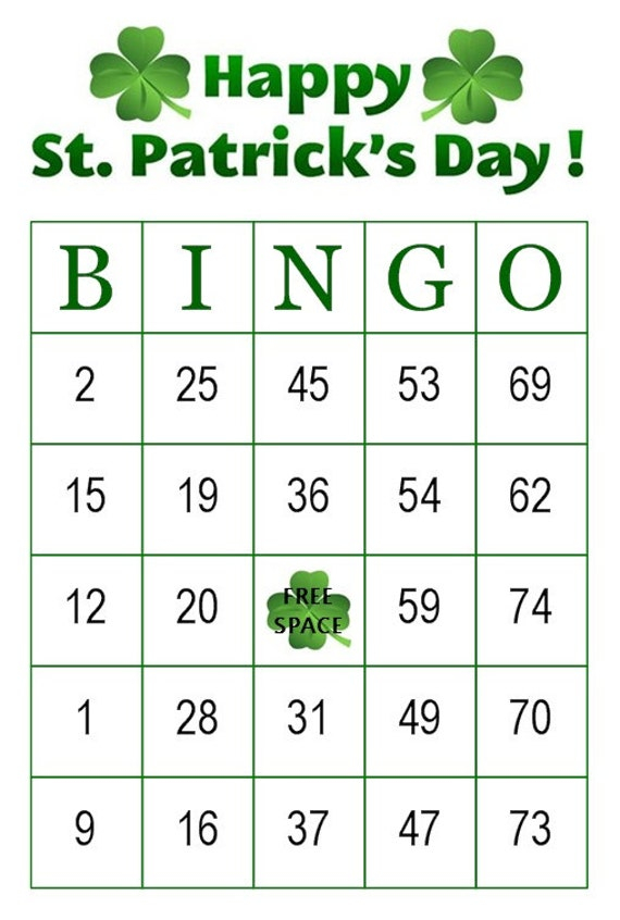Items Similar To St Patrick s Day Bingo Party Game 100 