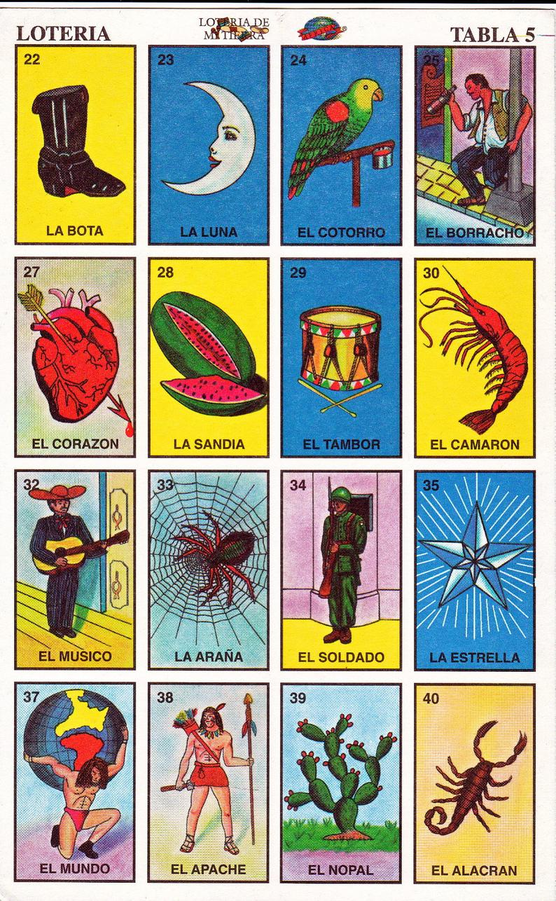 Mexican Loteria Cards The Complete Set Of 10 Tablas Etsy 