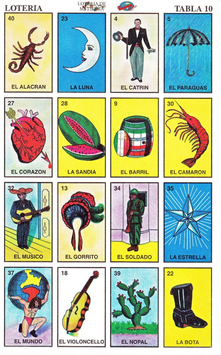 Mexican Loteria Cards The Complete Set Of 10 Tablas 