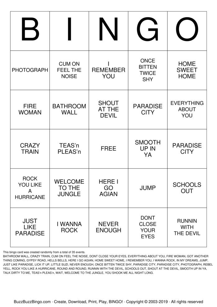 MUSIC Bingo Cards To Download Print And Customize 