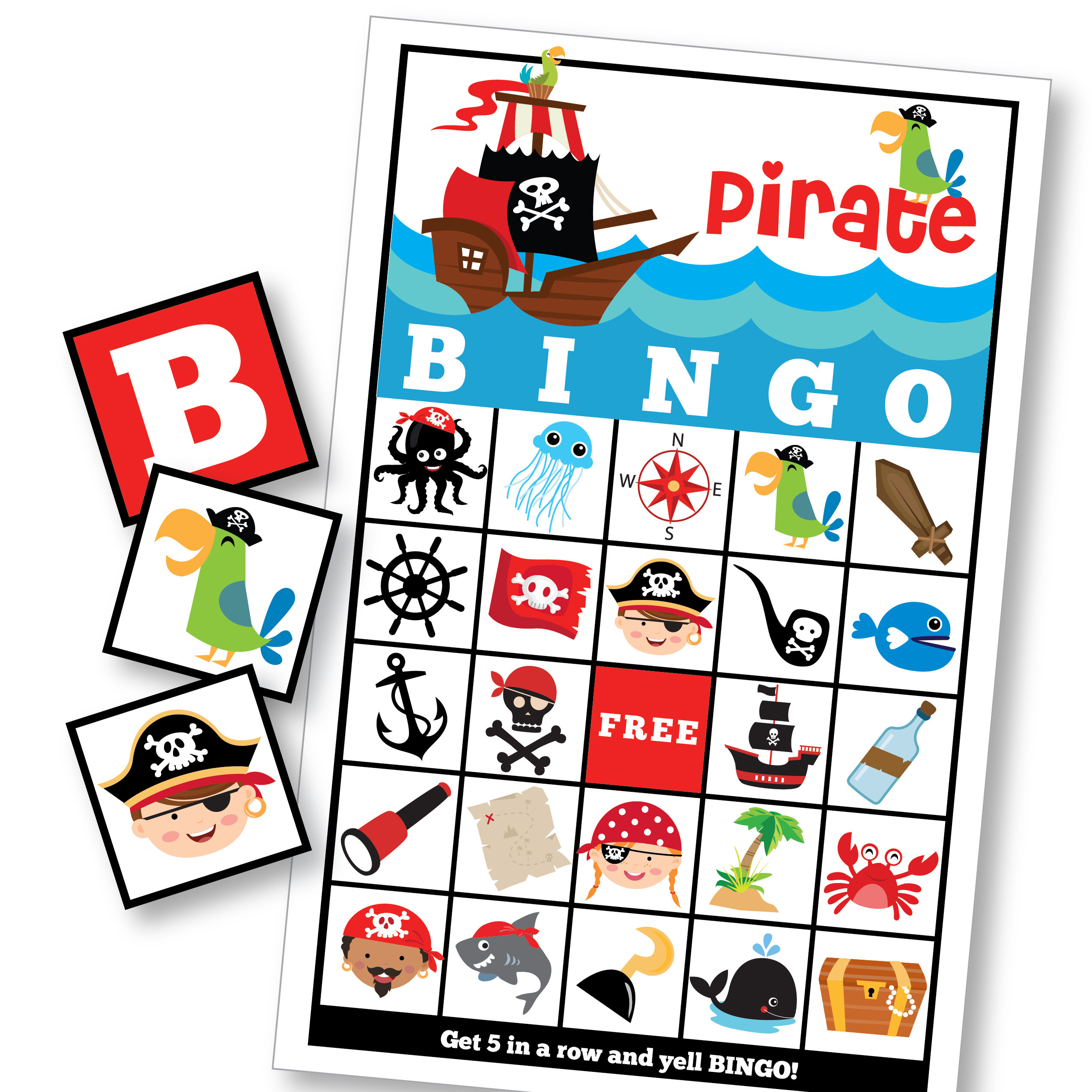 Pirate BINGO Game Kid s Printable Bingo Game Bingo 