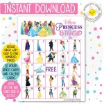 Princess Printable Bingo Cards 20 Different Cards Instant