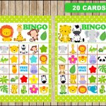 Printable 20 Safari Bingo Cards Printable Safari Baby