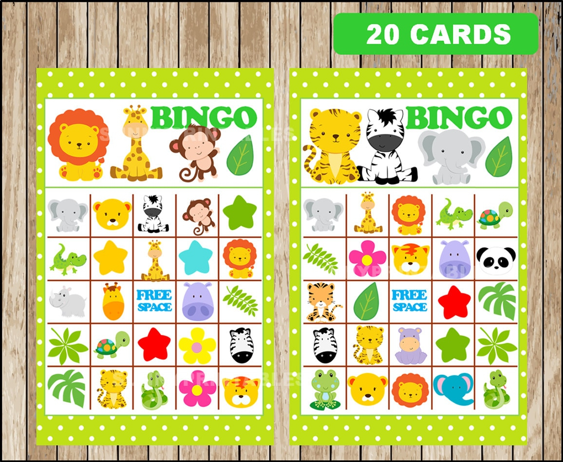 Printable 20 Safari Bingo Cards Printable Safari Baby 