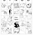 Printable Animal Bingo Card 7 Black And White Coloring