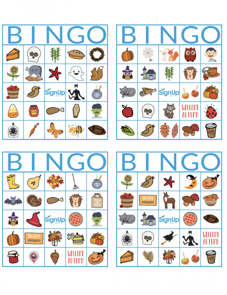 Printable Bingo Cards Fun Fall Classroom Party Activity