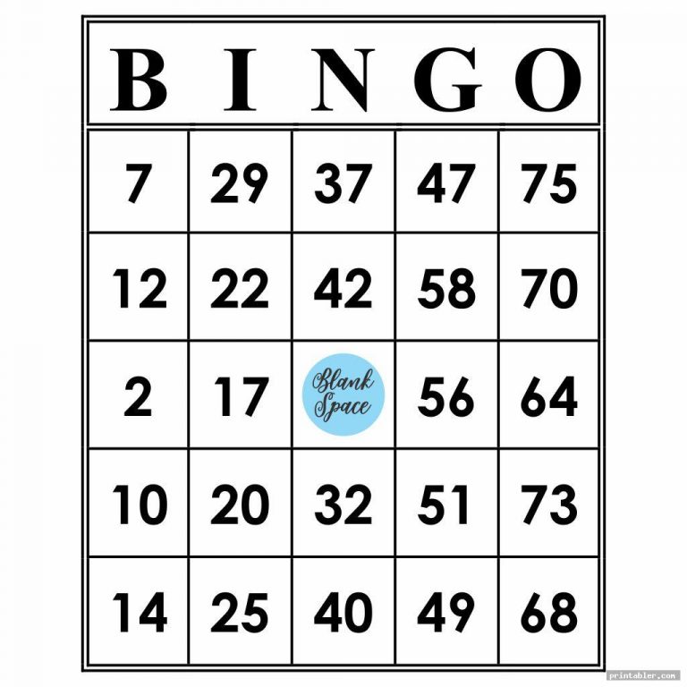 Printable Bingo Numbers 1 75 Gridgit