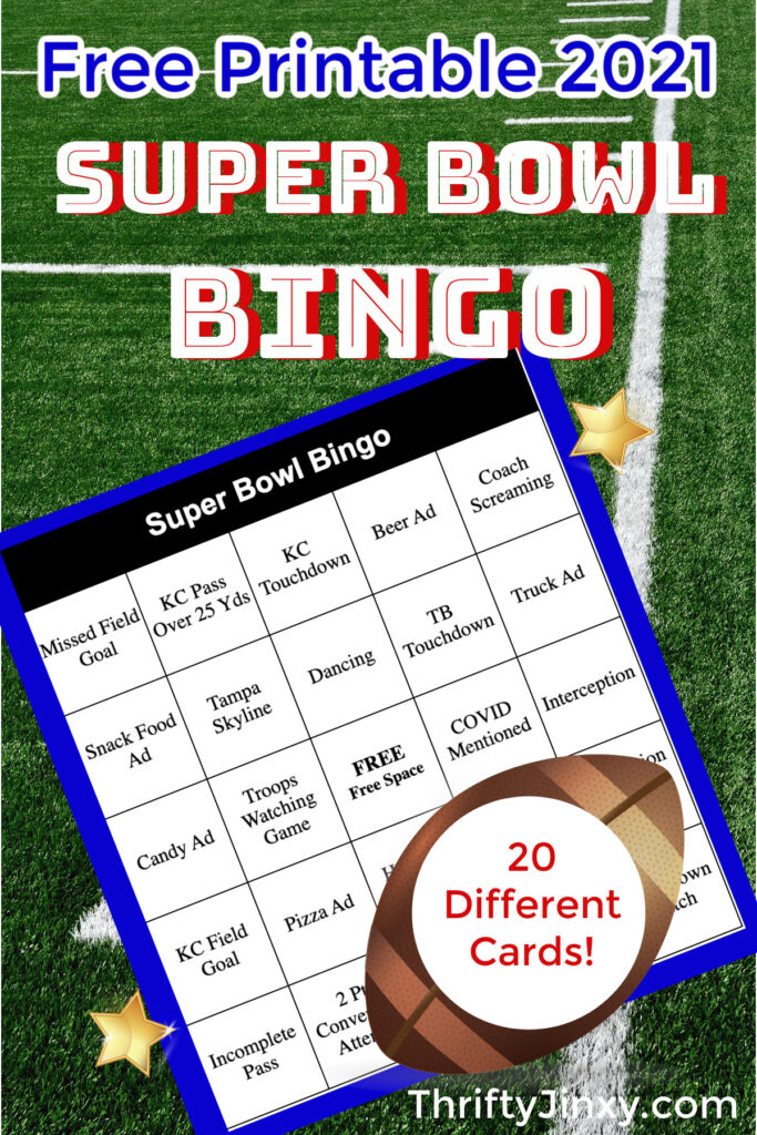 Printable Super Bowl Bingo Cards For 2021 Thrifty Jinxy