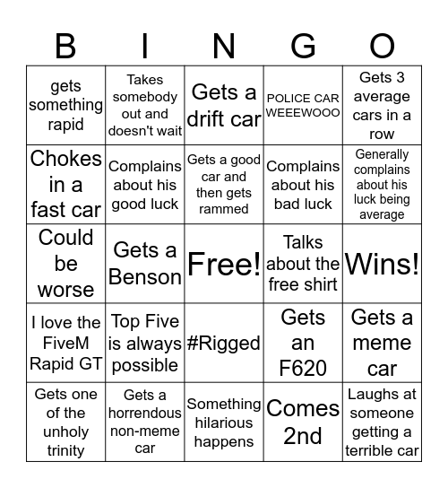 Random All Bingo Card