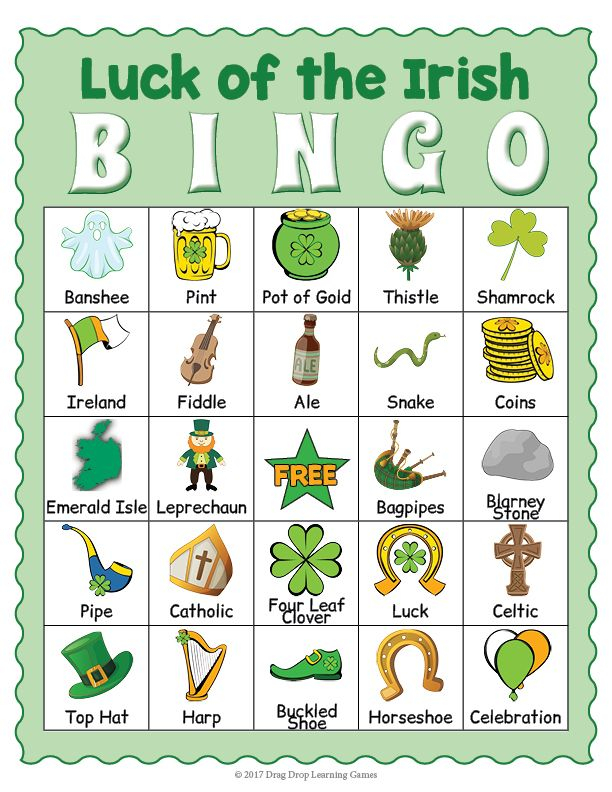 Saint Patrick s Day Vocabulary BINGO Memory Matching 