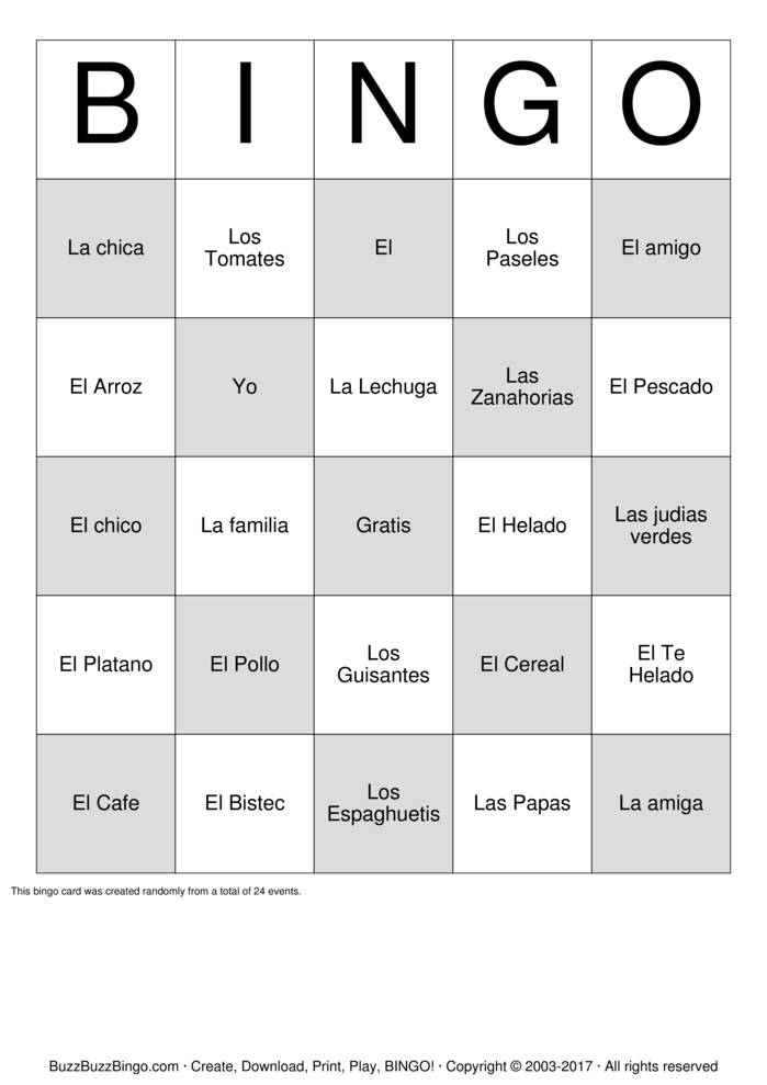 Spanish Bingo Cards To Download Print And Customize