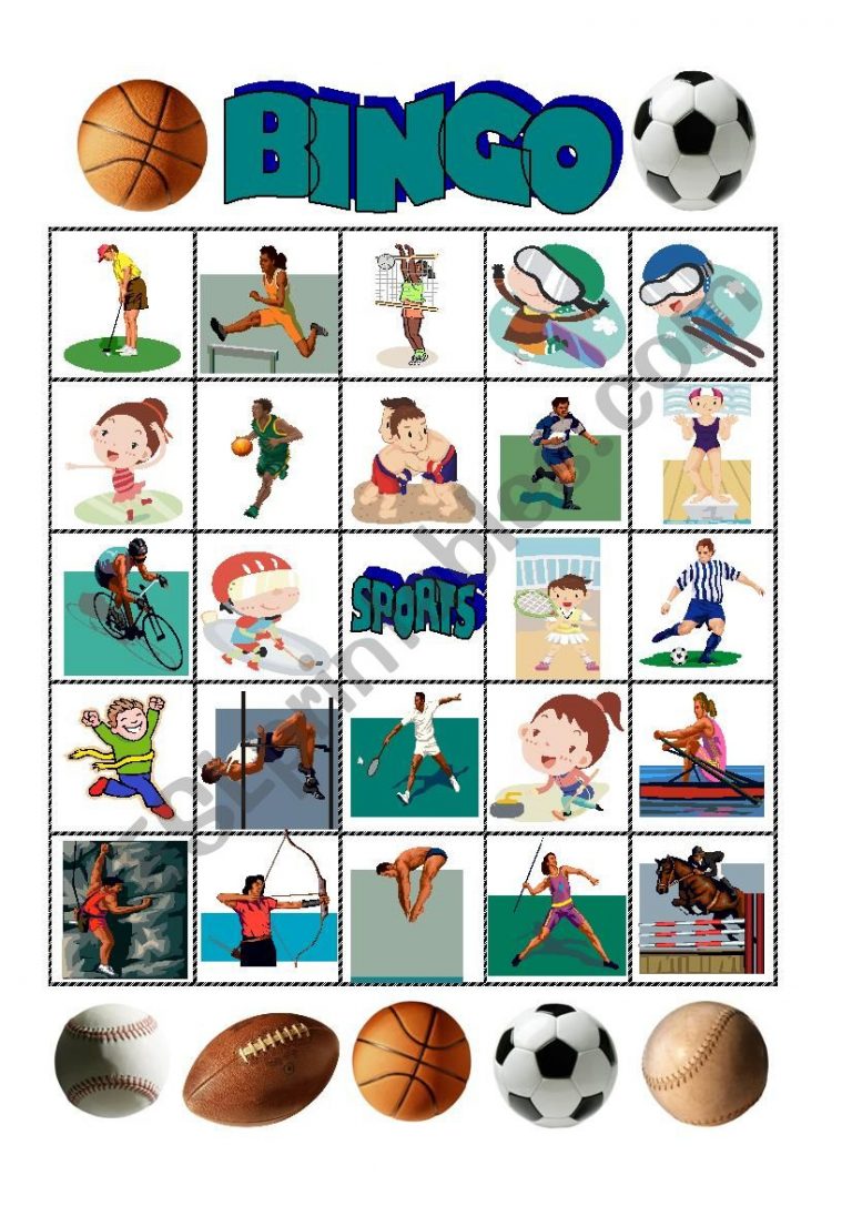 Sports Bingo Esl Worksheetgrusauskaite yahoo Printable