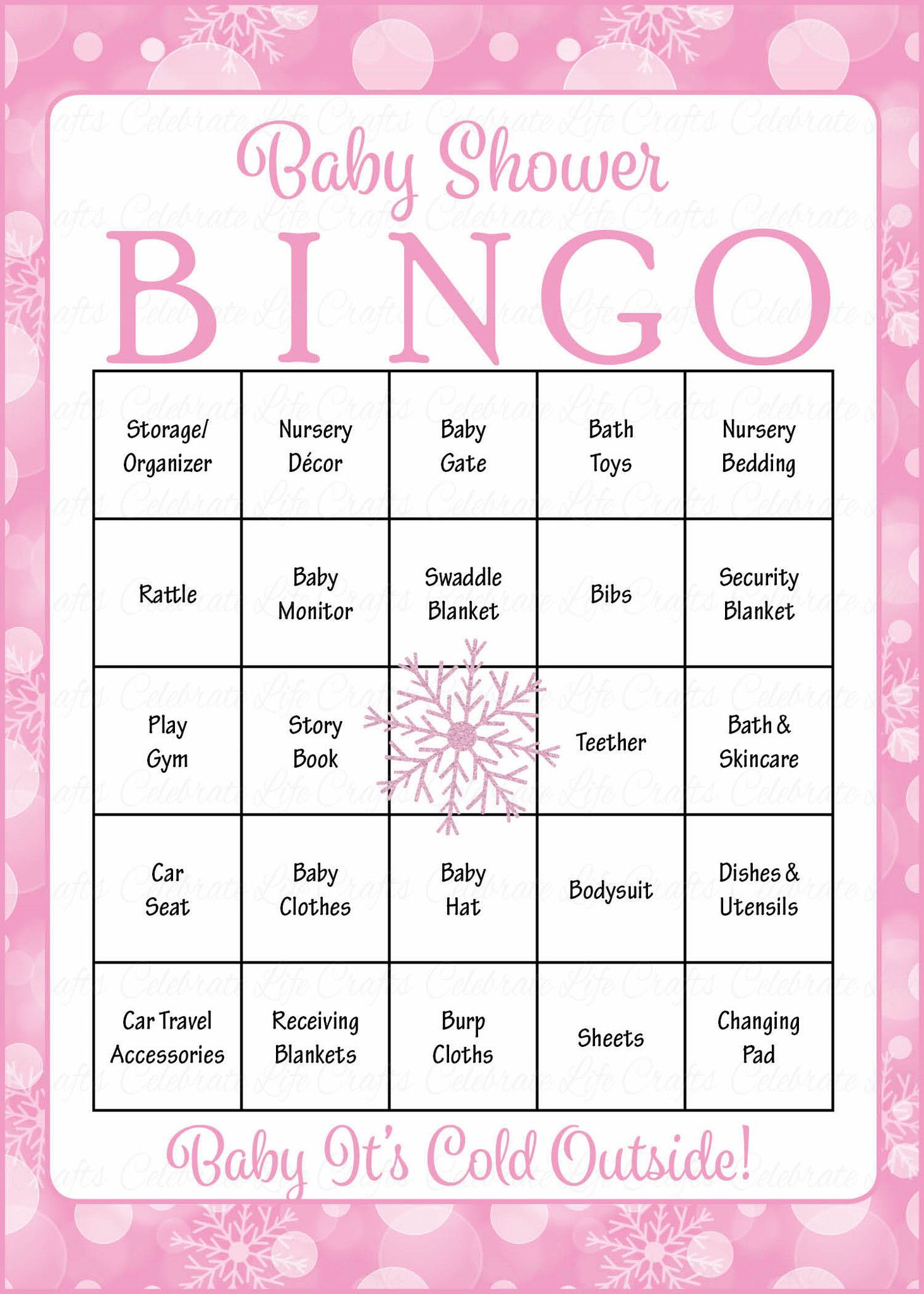 Winter Baby Bingo Cards Printable Download Prefilled 