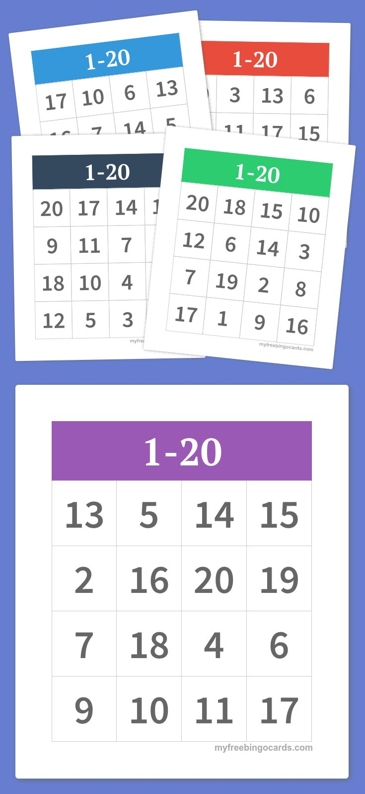 1 20 Bingo Bingo Cards To Print Bingo Cards Printable