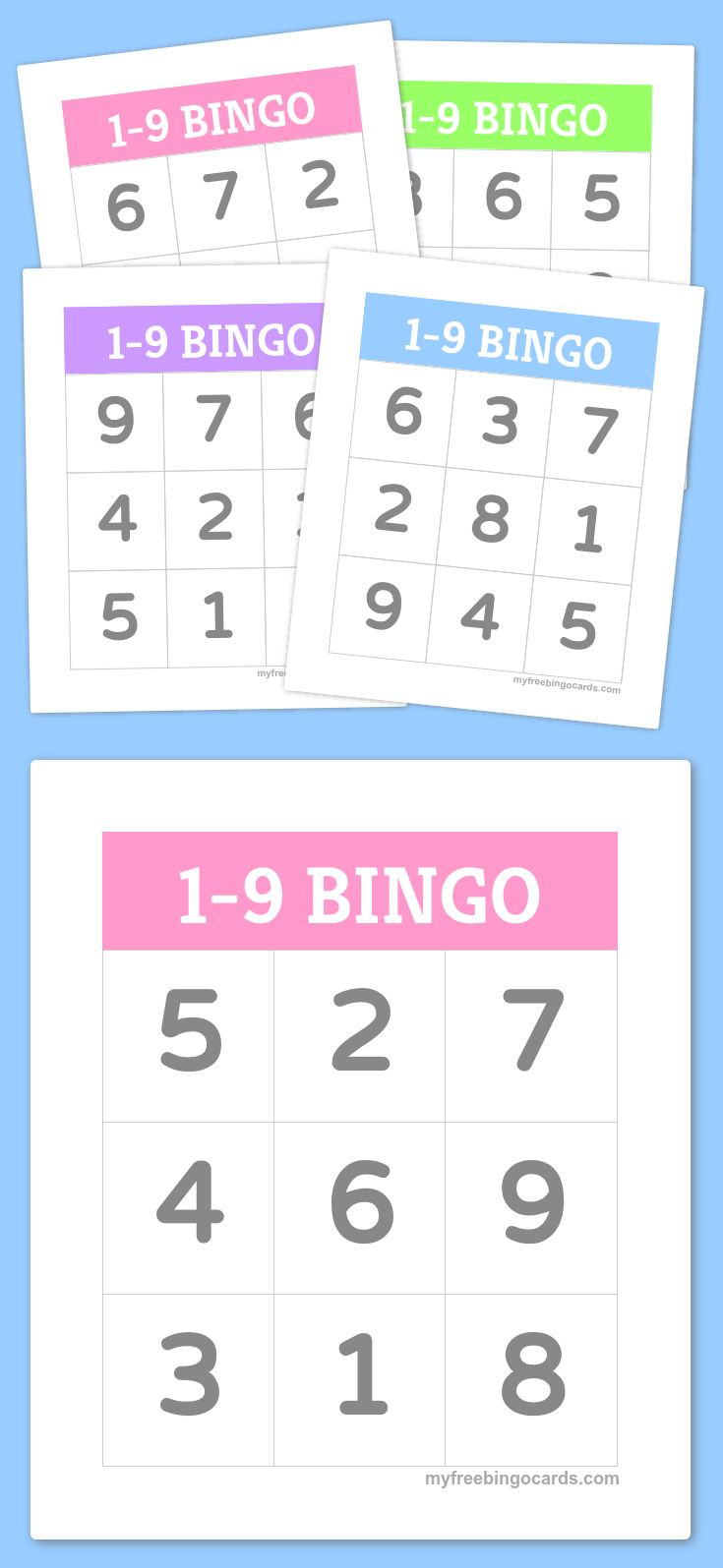 1 9 BINGO Bingo Cards Printable Bingo For Kids Free 