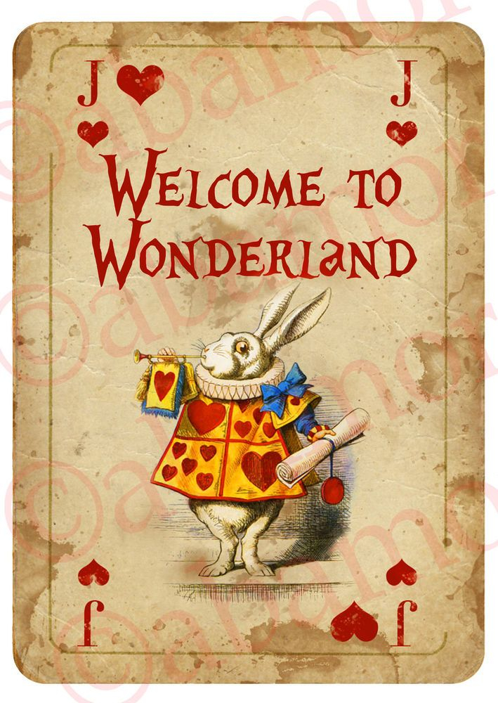 1 Alice In Wonderland A4 WELCOME SIGN Playing Card Prop 