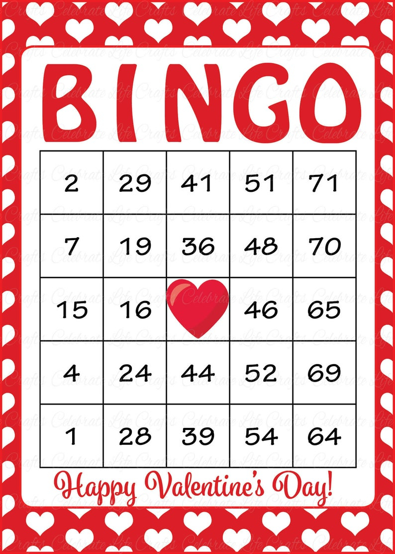 100 Valentines Bingo Cards Printable Valentine Bingo Cards 