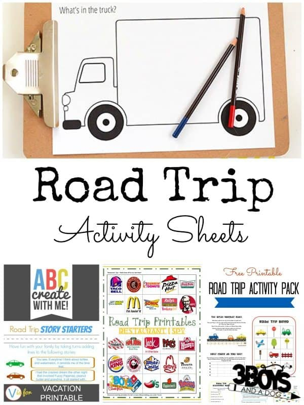 12 Road Trip Activity Sheets 3 Boys And A Dog 3 Boys 