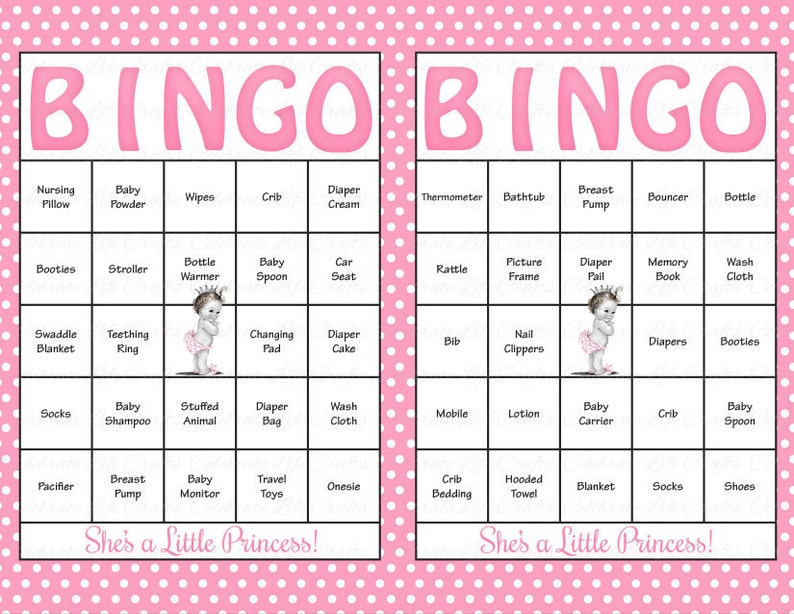 30 Baby Shower Bingo Cards Printable Party Baby Girl Etsy