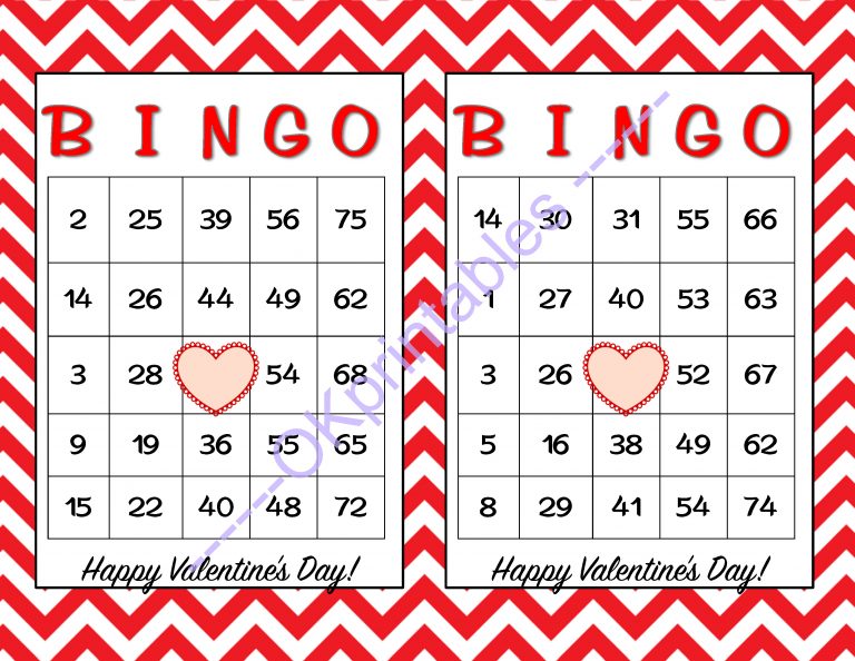 30 Happy Valentines Day Bingo Cards By Okprintables On