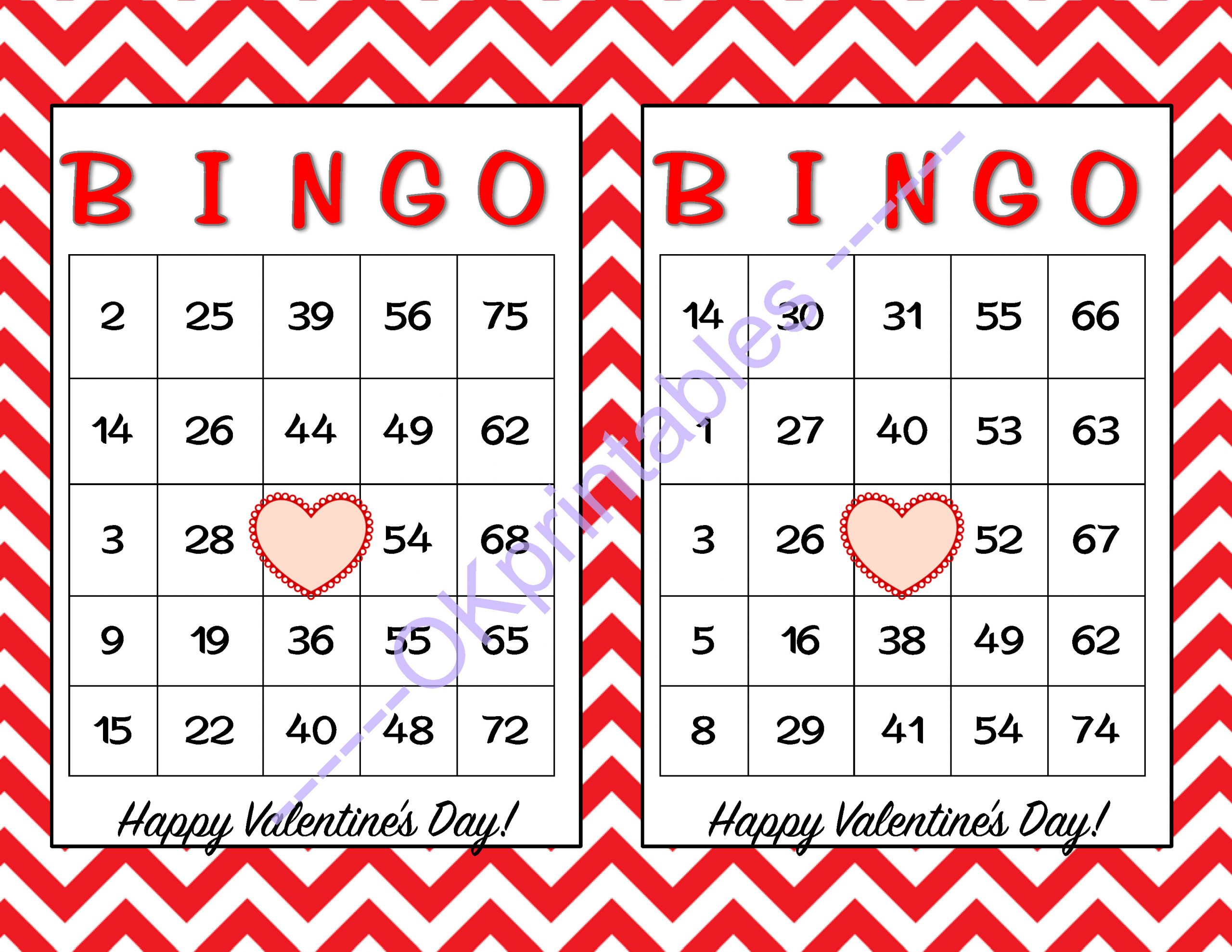 30 Happy Valentines Day Bingo Cards By Okprintables On 