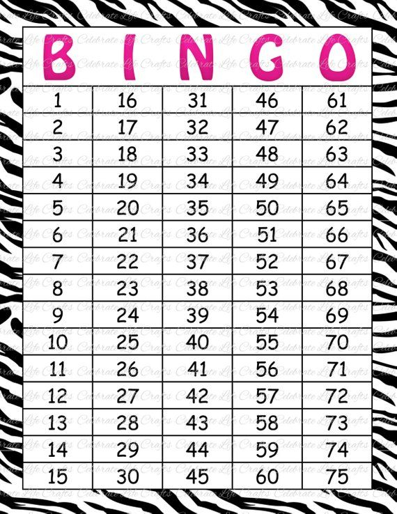 30 Hot Pink Zebra Mustache Birthday Printable Bingo Cards