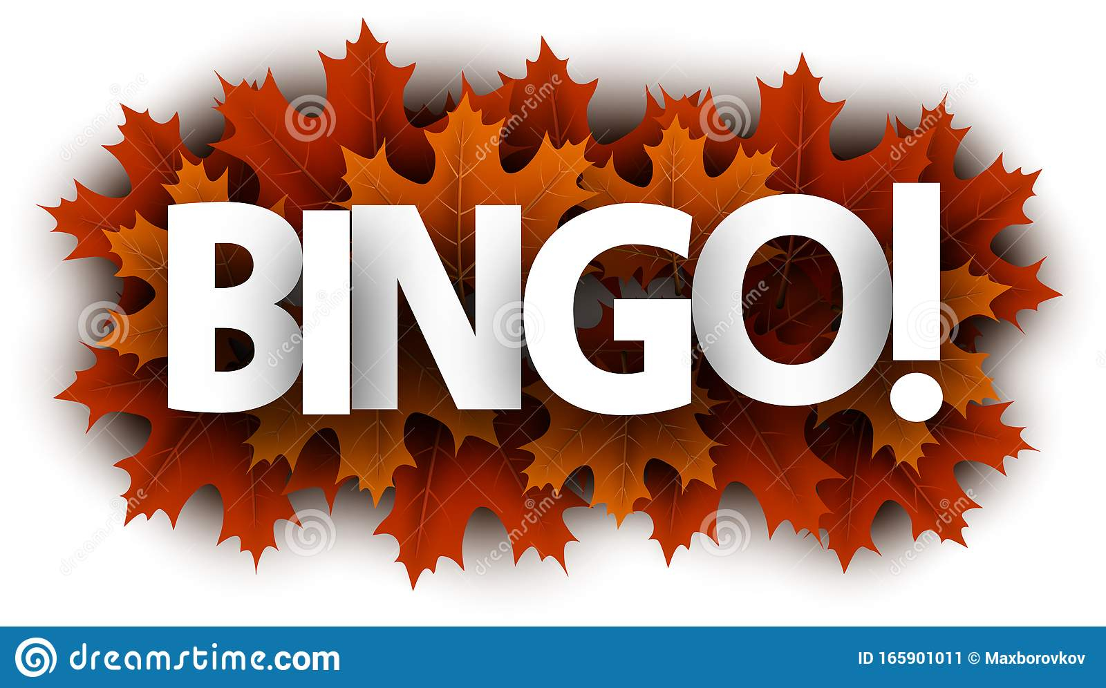 Autumn Bingo Sign With Orange Maple Leaves Stock Vector 