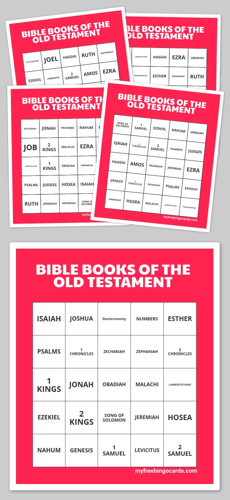 BIBLE BOOKS OF THE OLD TESTAMENT BINGO Bingo Cards Free 