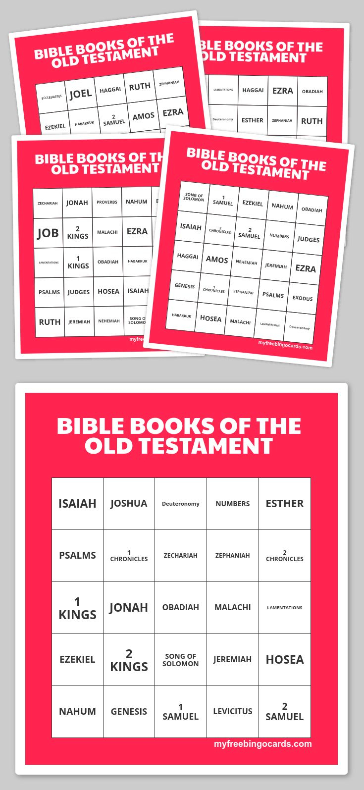 BIBLE BOOKS OF THE OLD TESTAMENT BINGO Bingo Cards Free