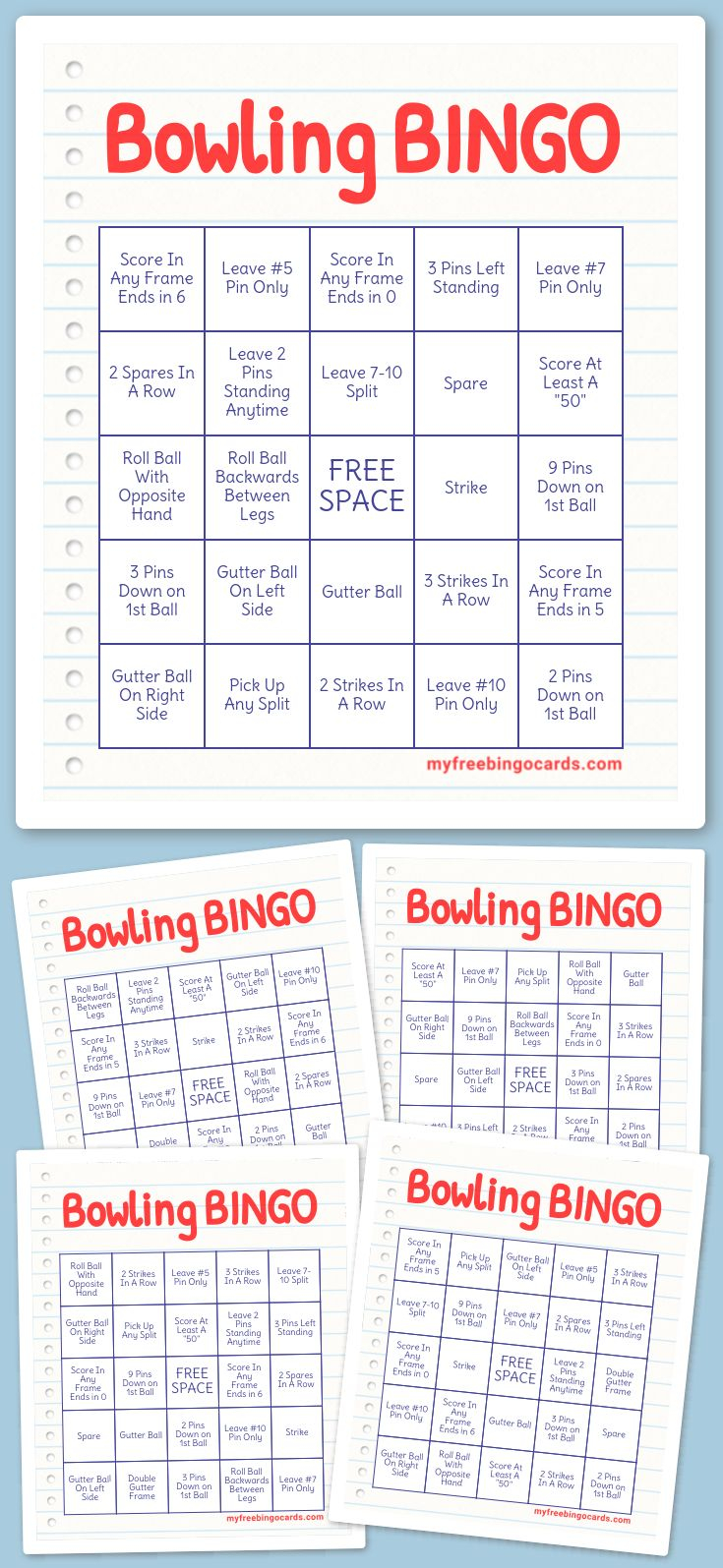 Bowling BINGO Virtual Bingo Cards Bingo Bingo Cards