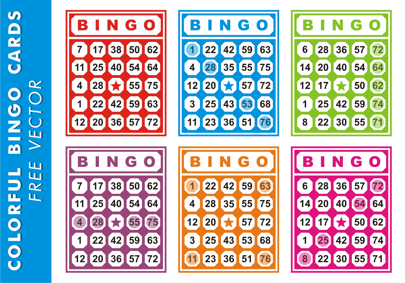 Colorful Bingo Cards Free Vector Download Free Vector 