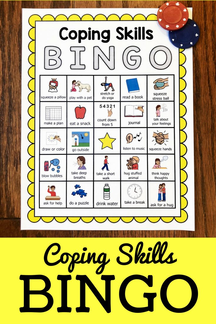 Coping Skills Counseling Activity Calming Bingo Games 