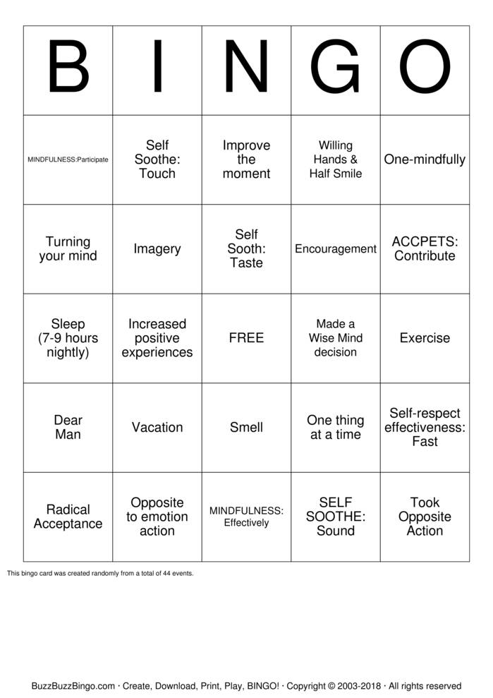 DBT Bingo Bingo Cards To Download Print And Customize 