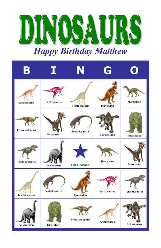 Dinosaurs Birthday Party Game Bingo Cards EBay