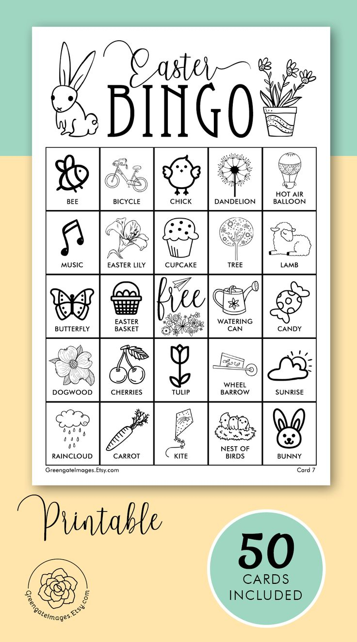 Easter Bingo Cards Printable Bingo Cards Black And White