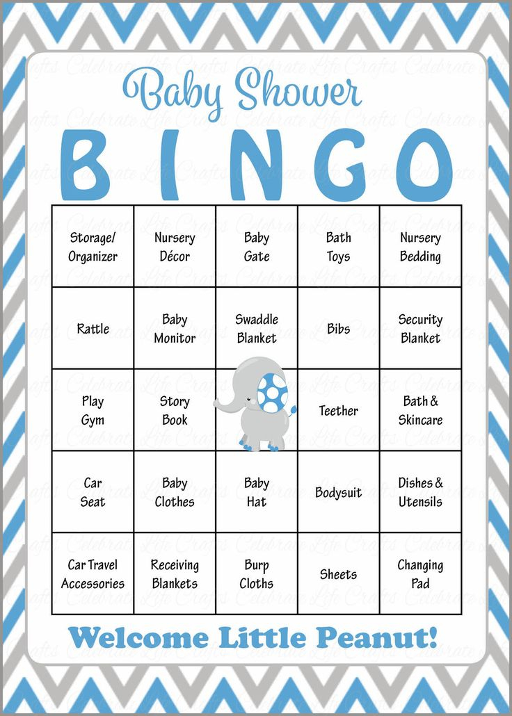 Elephant Baby Bingo Cards Printable Download Prefilled 