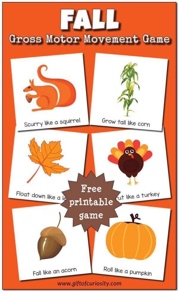 Fall Gross Motor Movement Game free Printable Fall