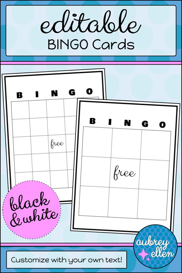 FREE Editable BINGO Cards Black White Free Bingo