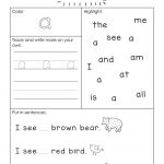 Free Pre K Dolch Sight Words Worksheets Set 1