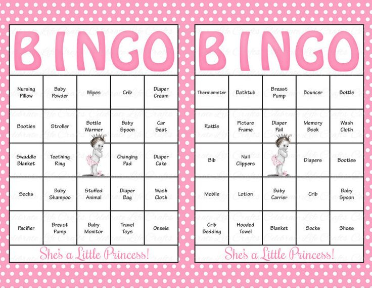 Free Printable Baby Girl Bingo Cards Baby Shower Bingo 