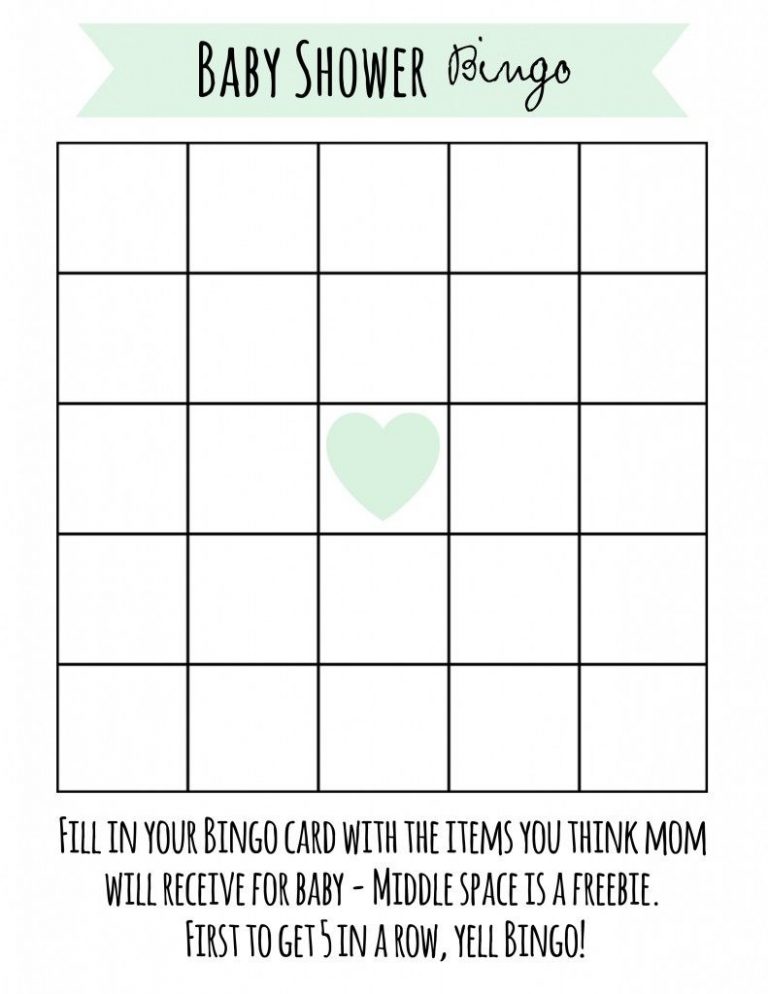 Free Printable Blank Baby Shower Bingo Cards Pdf