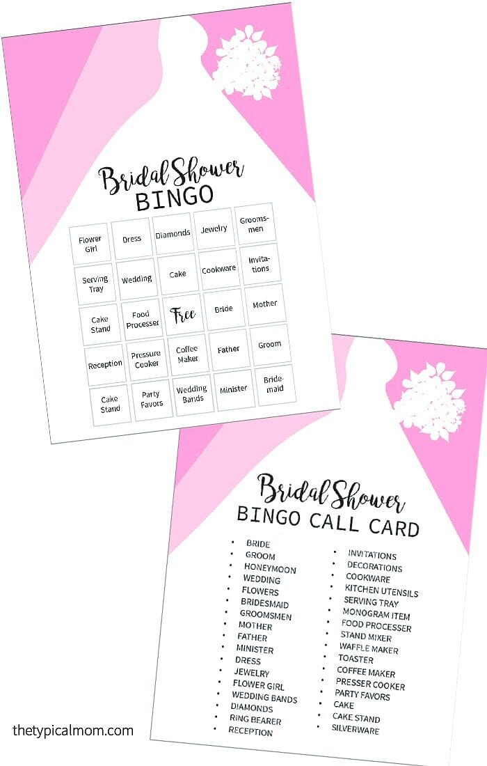 Free Printable Bridal Shower Bingo The Typical Mom