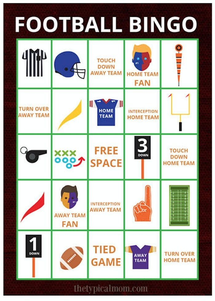 Free Printable Football Bingo Cards Kids Party Games 