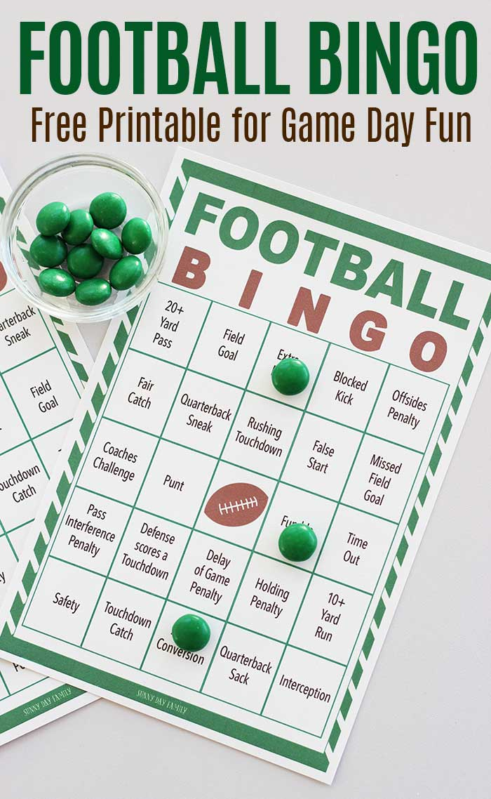 Free Printable Football Bingo For Game Day Fun Sunny Day 