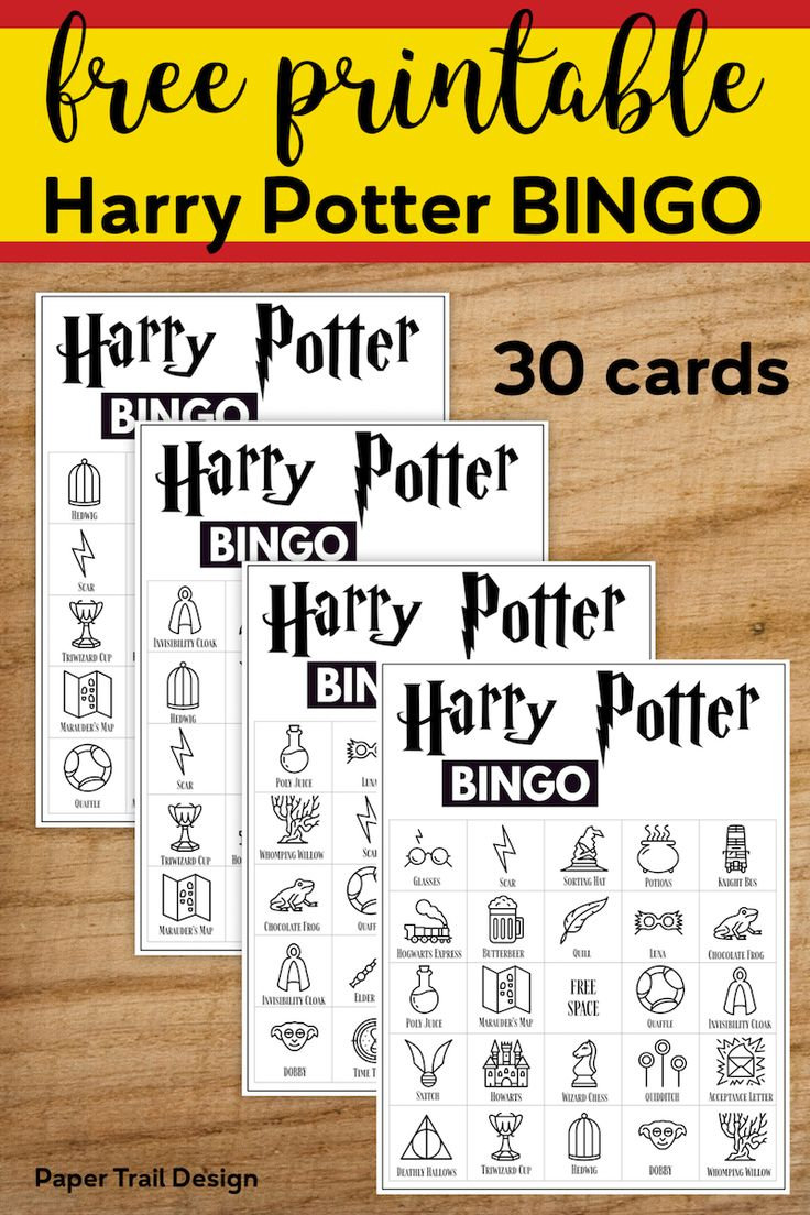 Free Printable Harry Potter Bingo Game Paper Trail 
