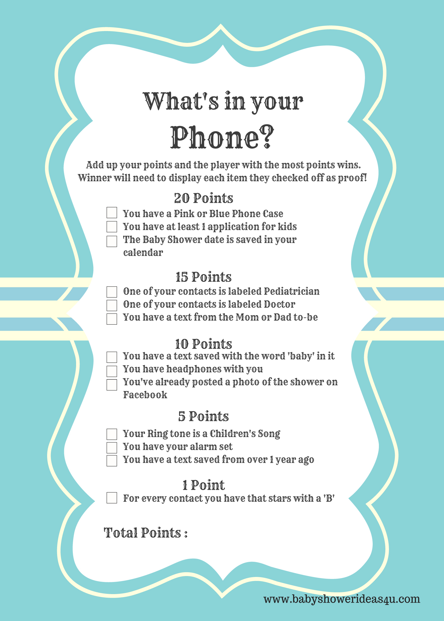 FREE Printable Modern What s In Your Phone Baby Shower 